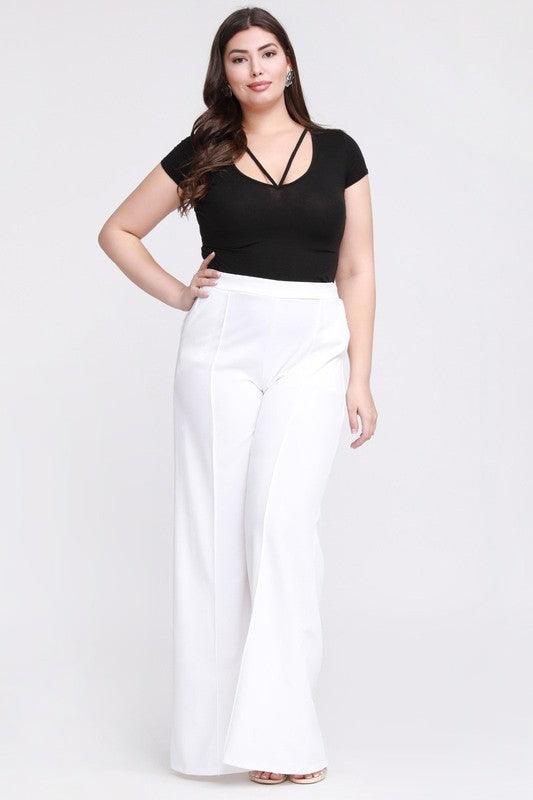 PLUS Crepe flare pants with pockets - tarpiniangroup