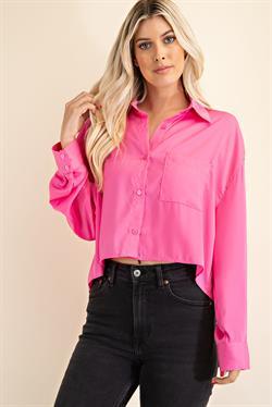 Cropped Button Down Shirt - RK Collections Boutique