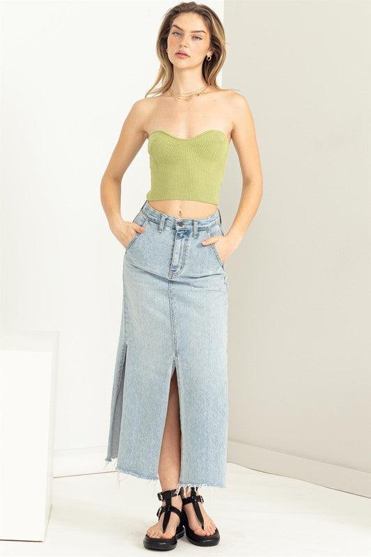 knit sweetheart strapless top - alomfejto