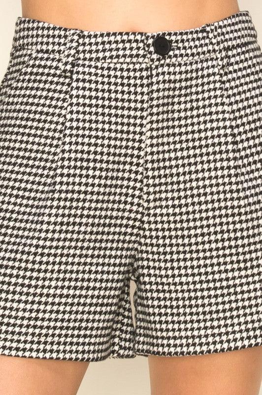 houndstooth high waist shorts - RK Collections Boutique