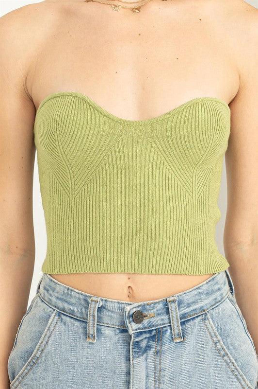 knit sweetheart strapless top - alomfejto