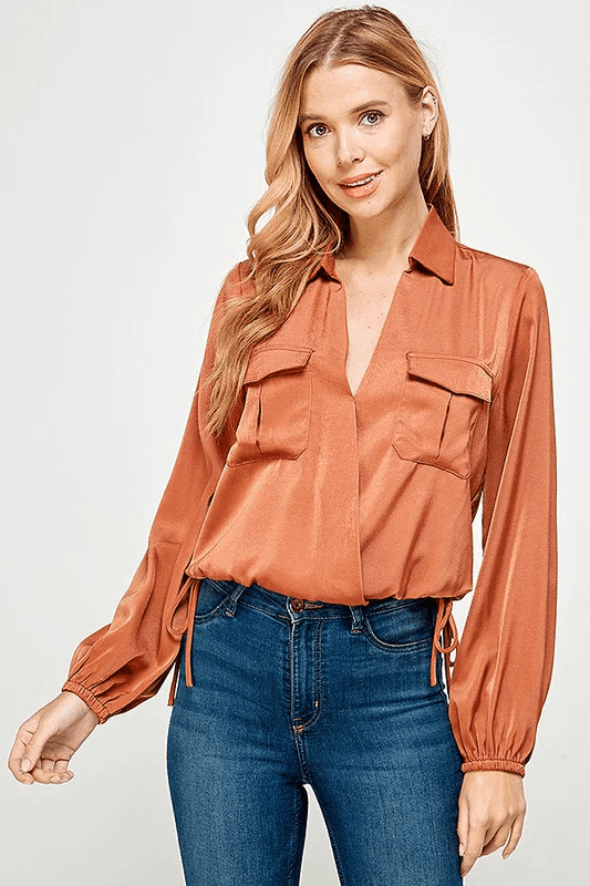 long sleeve surplice wrap top - RK Collections Boutique