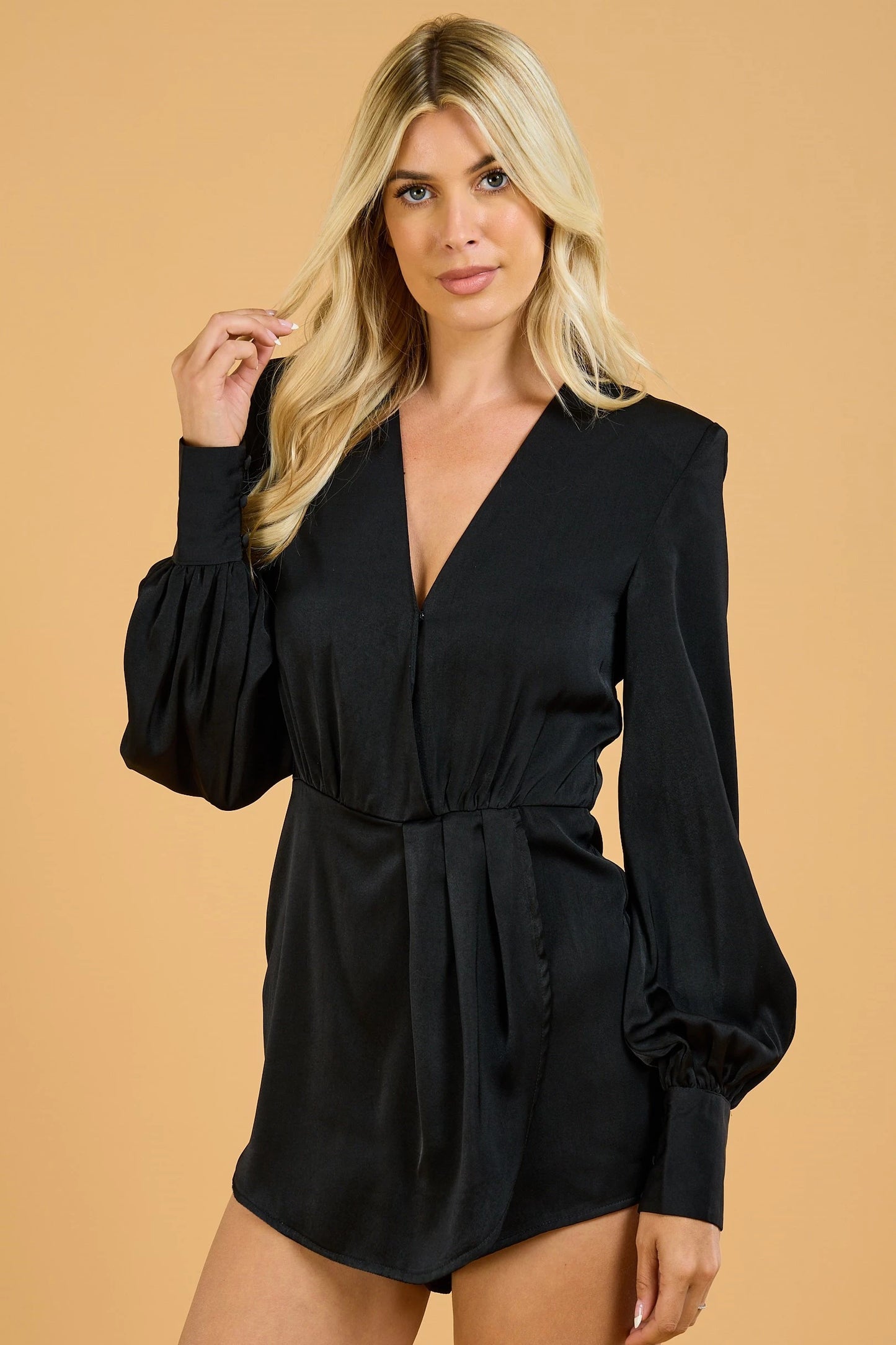 long sleeve surplice romper - RK Collections Boutique
