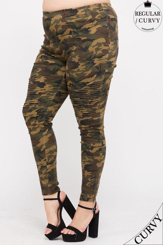 PLUS camouflage moto skinny pant - RK Collections Boutique