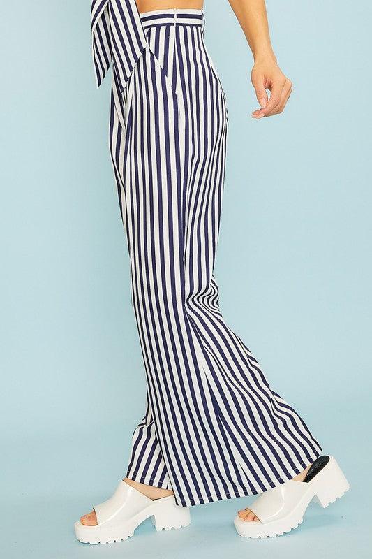 vertical stripe wide leg pants - RK Collections Boutique