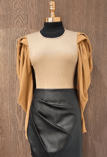 Puff sleeve ribbed bodysuit - RK Collections Boutique