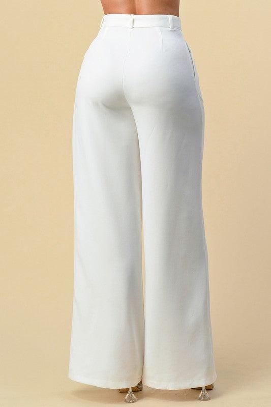 high waist wide leg belted pants - RK Collections Boutique