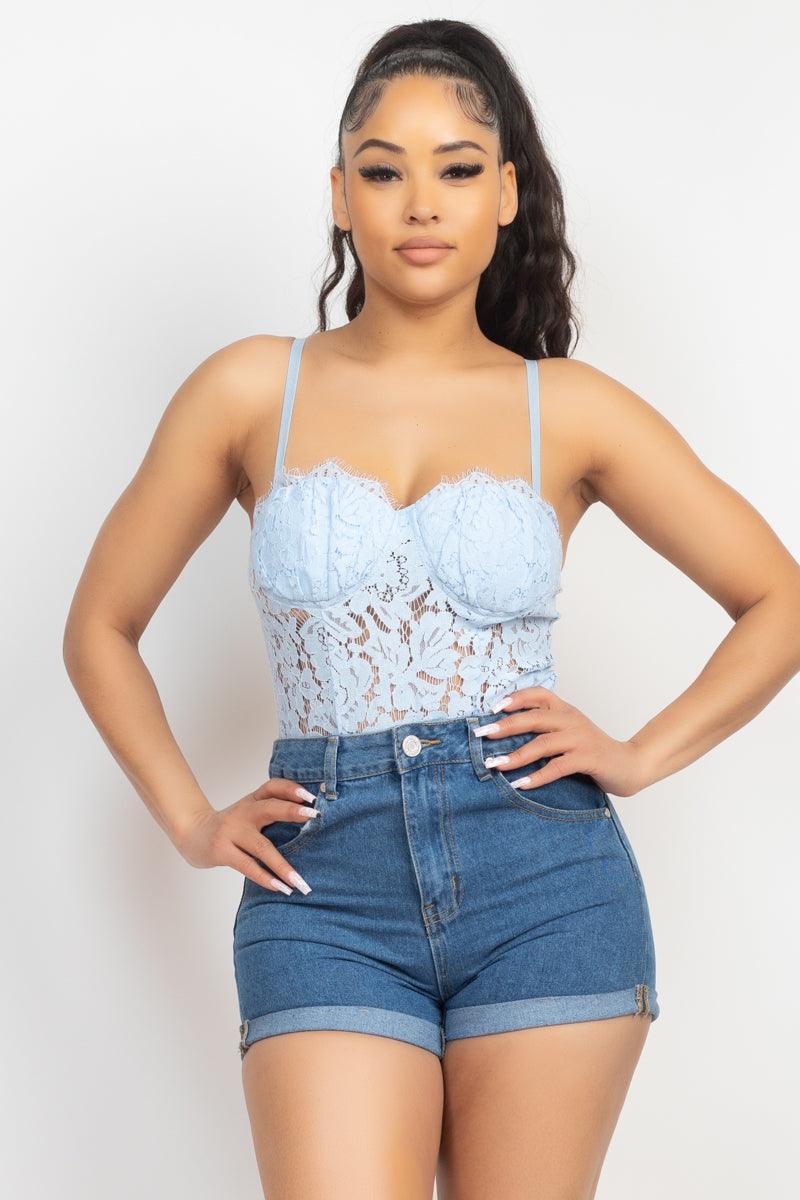 sleeveless sweetheart lace bodysuit - RK Collections Boutique