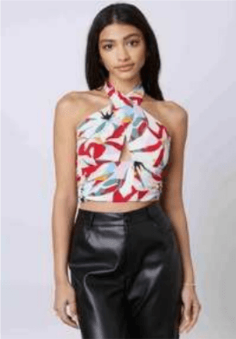 print cross over halter top - RK Collections Boutique