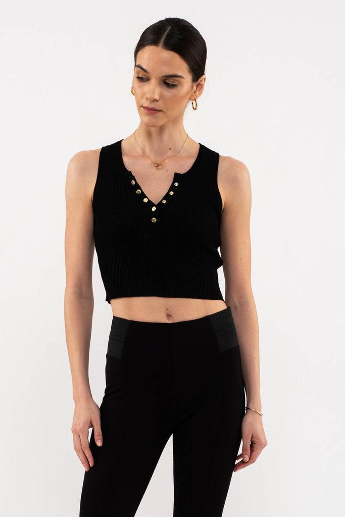 sleeveless ribbed snap button crop top - RK Collections Boutique