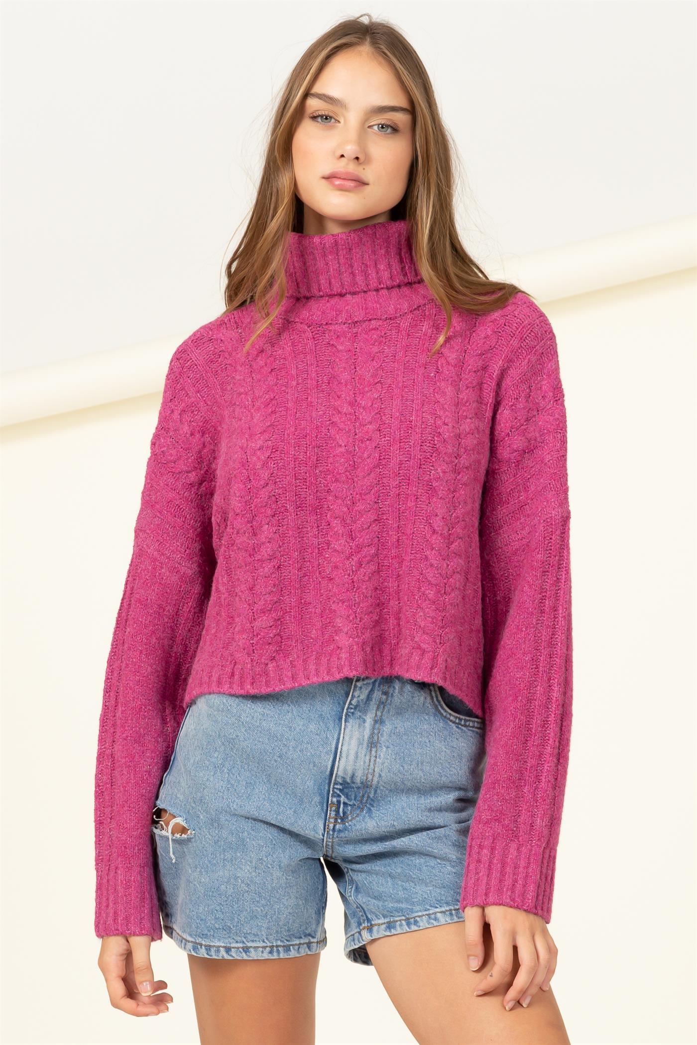 turtleneck box crop sweater