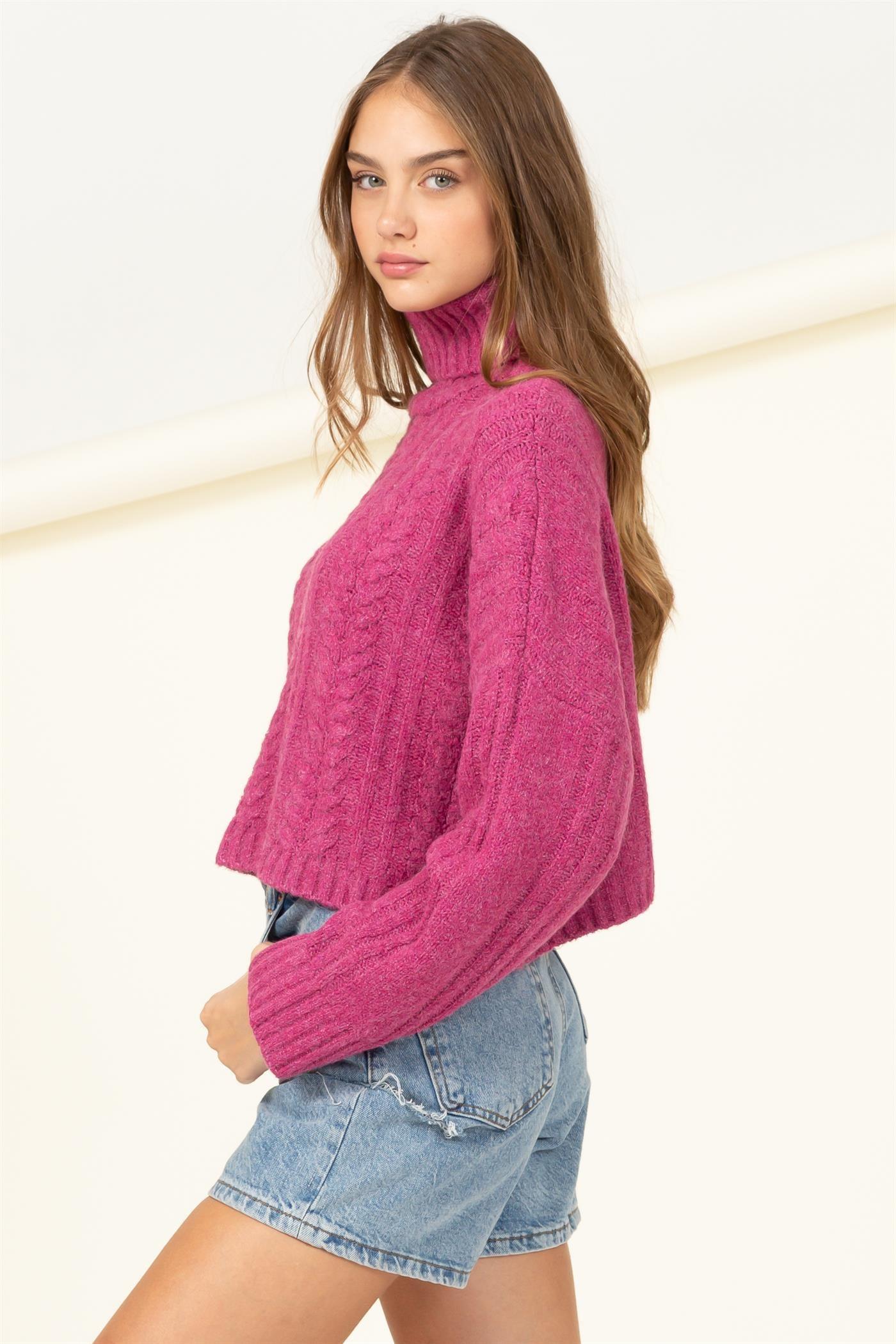 turtleneck box crop sweater - RK Collections Boutique