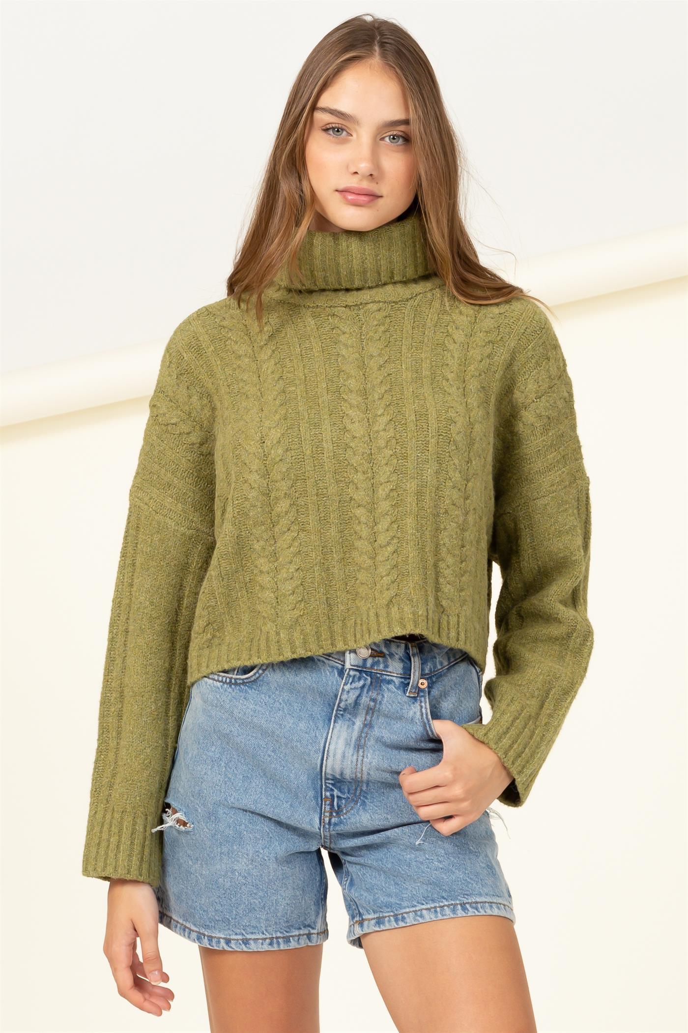 turtleneck box crop sweater