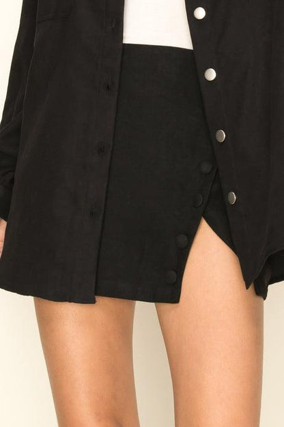 suede button up mini skirt - RK Collections Boutique