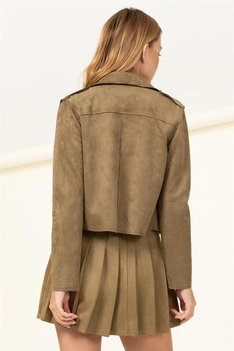 cropped faux suede jacket - RK Collections Boutique