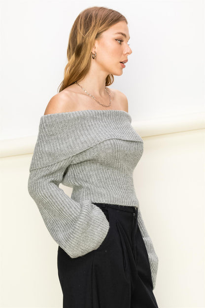 off the shoulder bell sleeve sweater - RK Collections Boutique