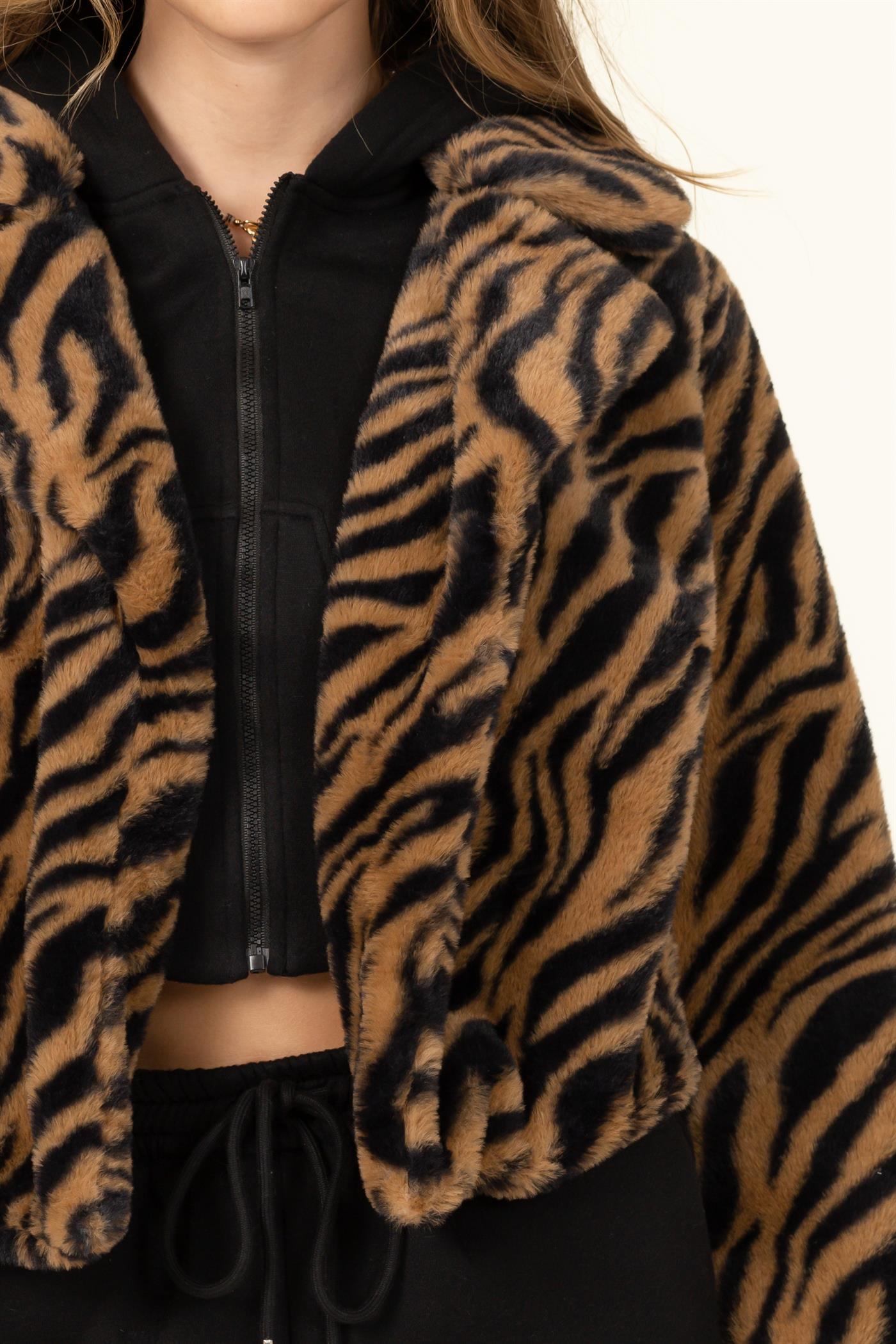 furry tiger print jacket - tikolighting