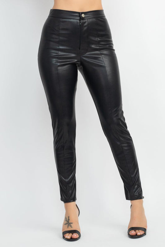 faux leather high waist skinny pants - alomfejto