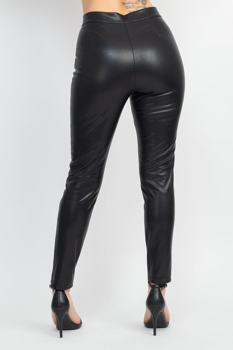 faux leather high waist skinny pants - tarpiniangroup