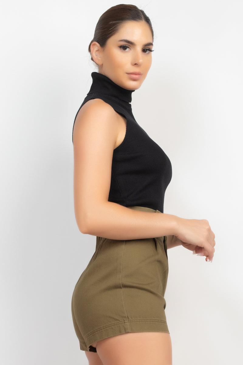 sleeveless ribbed turtleneck top - RK Collections Boutique