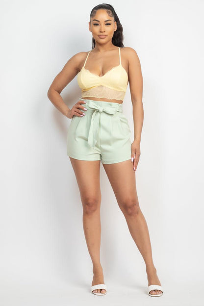 Elastic Waist Belted Paperbag Short - RK Collections Boutique
