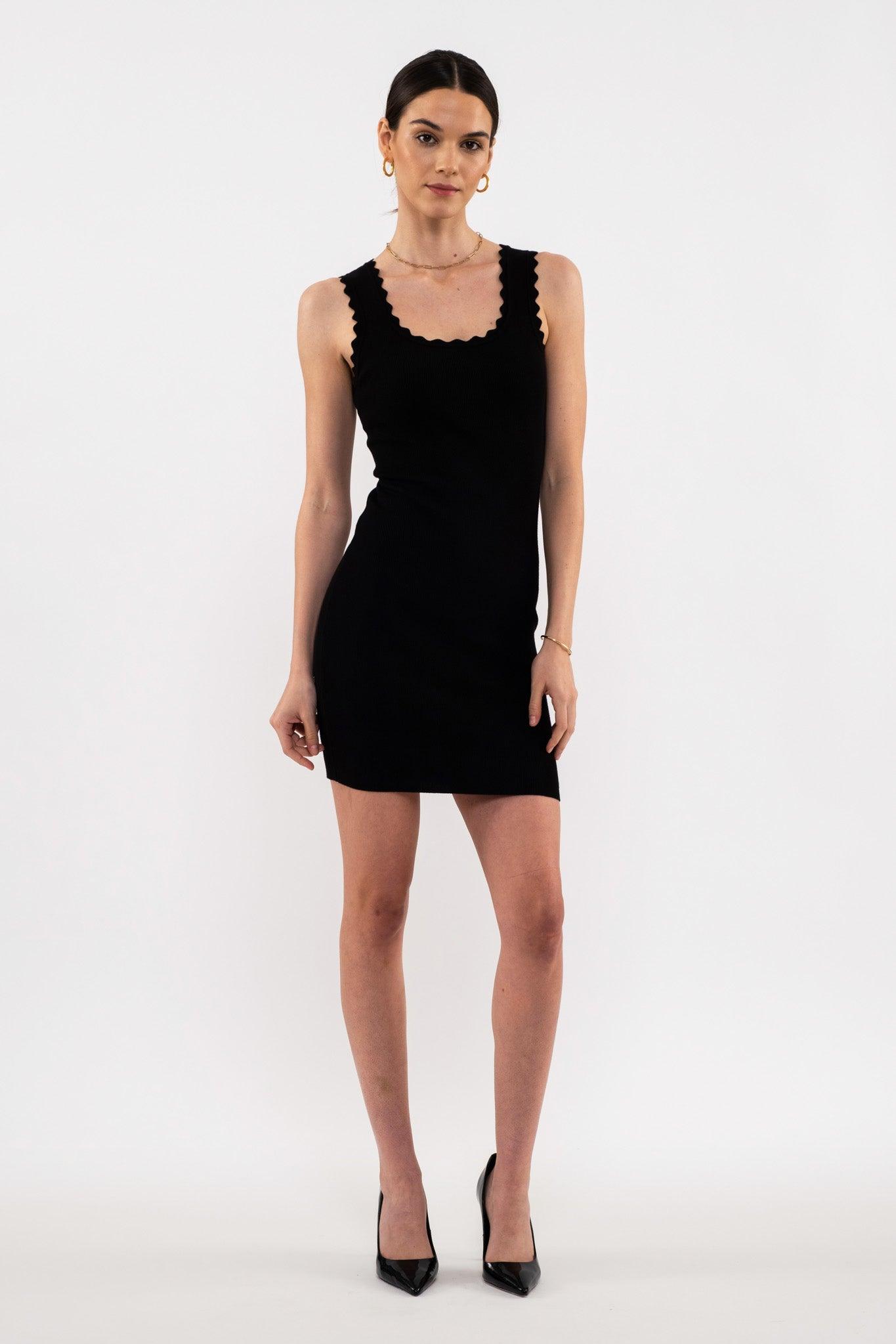 sleeveless scallop trim ribbed dress - RK Collections Boutique