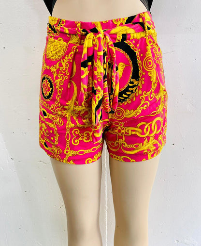slinky print high waist shorts - RK Collections Boutique