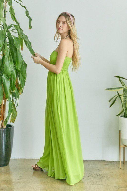 smocked strapless wide leg jumpsuit - RK Collections Boutique