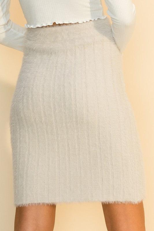 high waist fuzzy ribbed midi skirt - RK Collections Boutique