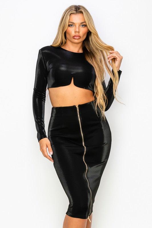 High waisted pencil skirt clearance and crop top set