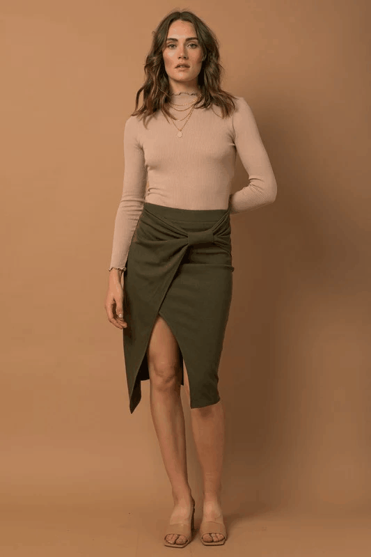 asymmetrical drape tie pencil skirt - alomfejto