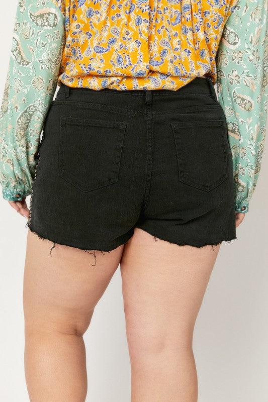 PLUS studded denim cutoff shorts - RK Collections Boutique