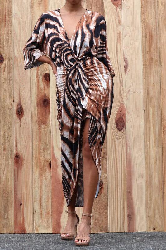 animal print ruched bodycon dress - RK Collections Boutique