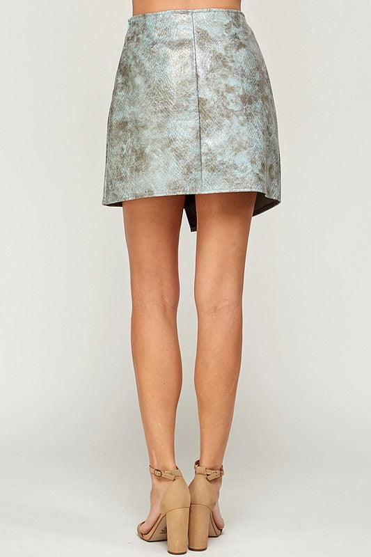 asymmetrical hem faux leather mini skirt - tikolighting