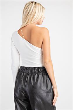 Asymmetrical One-Shoulder Bodysuit-Tops-Bodysuit-Glam-RK Collections Boutique