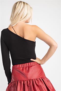 Asymmetrical One-Shoulder Bodysuit-Tops-Bodysuit-Glam-alomfejto