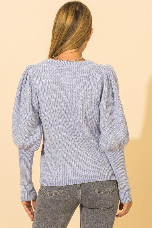 balloon sleeve chenille sweater - RK Collections Boutique