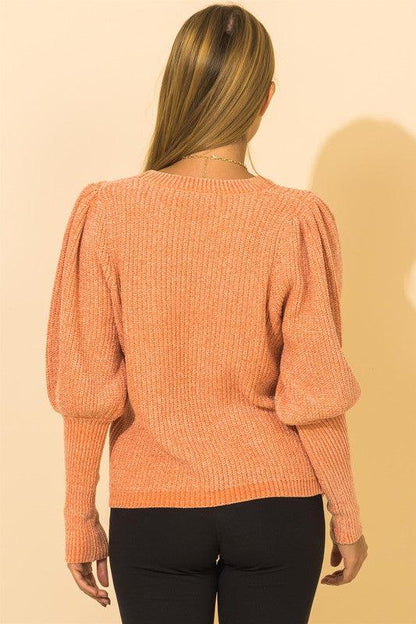 balloon sleeve chenille sweater - RK Collections Boutique