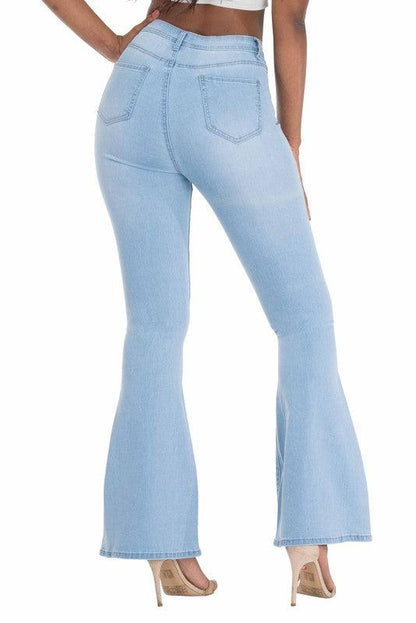 High waist stretch bell bottom jeans BC002-Jeans-Lover Brand-RK Collections Boutique