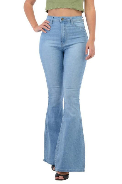 High waist stretch bell bottom jeans BC003-Jeans-Lover Brand-SMALL-BC003-1-RK Collections Boutique