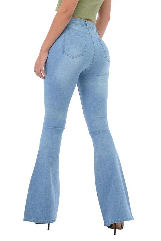 High waist stretch bell bottom jeans BC003-Jeans-Lover Brand-RK Collections Boutique