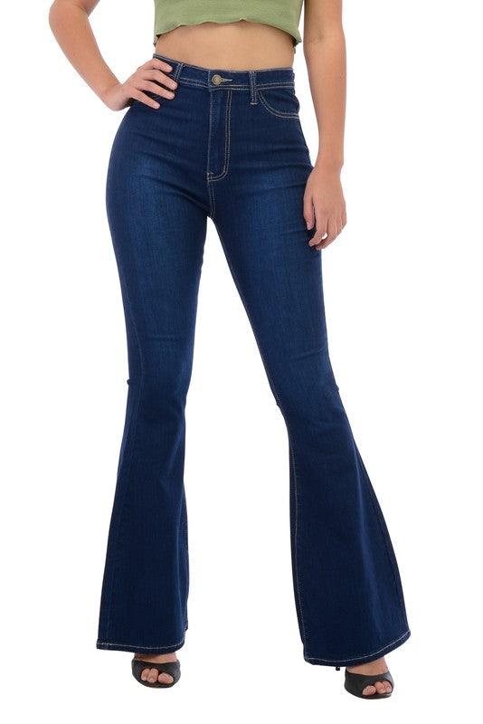 High waist stretch bell bottom jeans BC005-Jeans-Lover Brand-SMALL-BC005-1-RK Collections Boutique