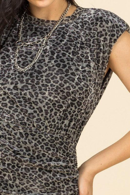 Be Wild Cheetah Print Ruched Mini Bodycon Dress - tikolighting
