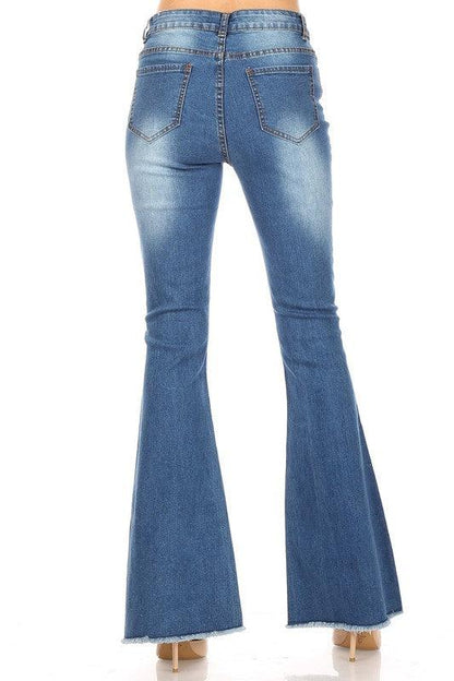 Bell Bottom Jeans with fray hem-Jeans-Kreamy MYC-alomfejto