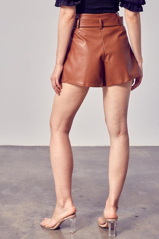 belted faux leather shorts-Shorts-Do & Be-tarpiniangroup