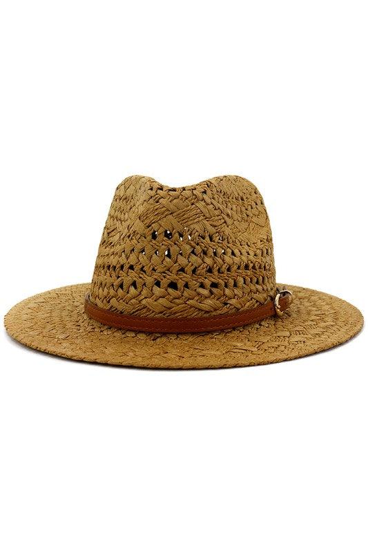 brown banded straw fedora-Accessory:Hat-Accity-alomfejto