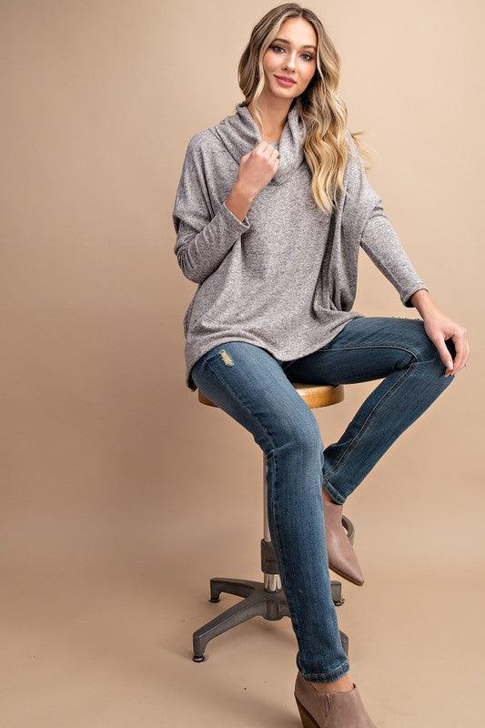Brushed cowl neck long sleeve top-Tops-Long Sleeve-eesome-alomfejto