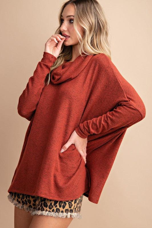 Brushed cowl neck long sleeve top-Tops-Long Sleeve-eesome-tarpiniangroup