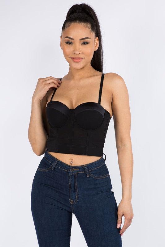 bustier bra corset top-Tops-Sleeveless-Kaylee Kollection-Black-KC0243-1-RK Collections Boutique