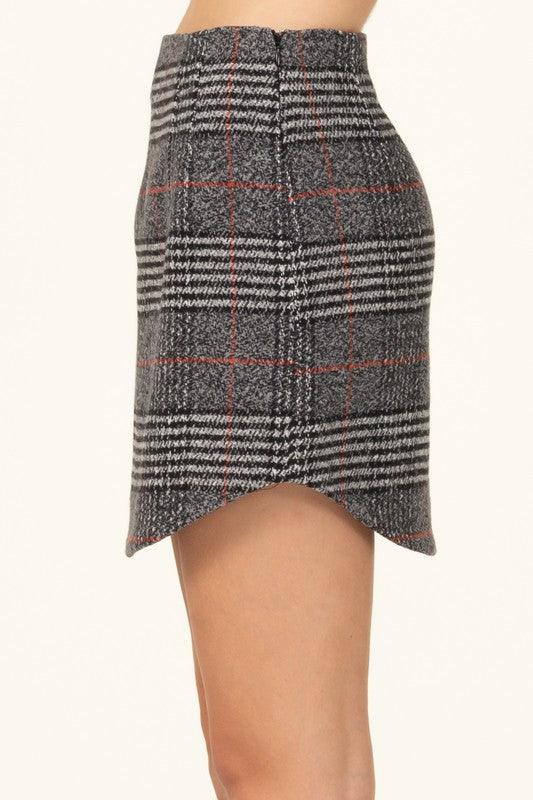 woven plaid mini skirt